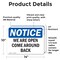 Signmission We Are Open Come Around Back, 14 in W x Rectangle, Vinyl Decal OS-2PACK-NS-D-1014-L-18990 - alternate 6
